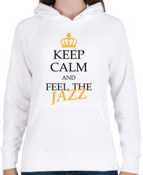 printfashion Keep calm - Jazz - Női kapucnis pulóver - Fehér (7655751)