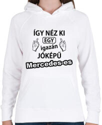 printfashion Így néz ki egy igazán jóképű Mercedeses - Női kapucnis pulóver - Fehér (5370093)