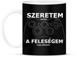 printfashion szeretem, amikor a feleségem hagy játszani - Bögre - Fekete (15205797)