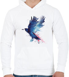 printfashion Bloody crow - Férfi kapucnis pulóver - Fehér (216964)