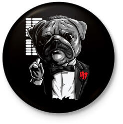 printfashion Mopsz keresztapa - Kitűző, hűtőmágnes - Fekete (3101606)