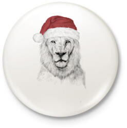 printfashion Santa lion - Kitűző, hűtőmágnes - Fehér (3076081)