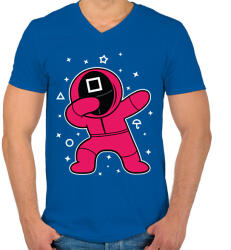 printfashion Squid Game Dab négyszög fehér - Férfi V-nyakú póló - Királykék (5726137)