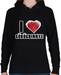 printfashion I Love Görögdinnye - Női kapucnis pulóver - Fekete (16362238)