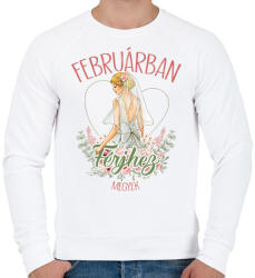 printfashion Februárban férjhez megyek - Férfi pulóver - Fehér (7338382)