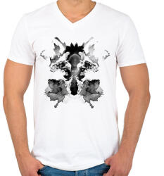 printfashion Rorschach - Férfi V-nyakú póló - Fehér (233499)