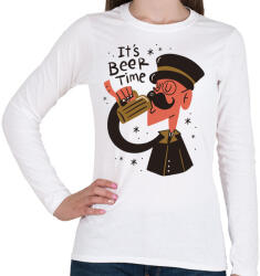 printfashion Sör szünet - Beer time - Női hosszú ujjú póló - Fehér (4358760)
