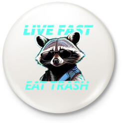 printfashion LIVE FAST EAT TRASH - Kitűző, hűtőmágnes - Fehér (15223793)