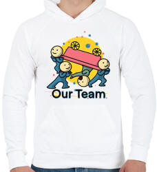 printfashion our team csapatpóló - Férfi kapucnis pulóver - Fehér (15927731)