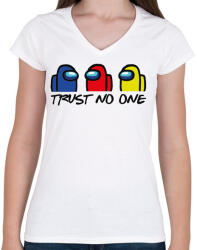 printfashion Among us trust no one - ne bízz senkiben - Női V-nyakú póló - Fehér (4120398)