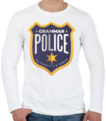 printfashion Nyelvtan rendőrség - Férfi hosszú ujjú póló - Fehér (4044147)