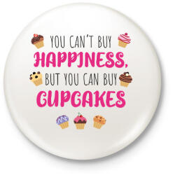 printfashion You can't by happiness - Kitűző, hűtőmágnes - Fehér (7247902)