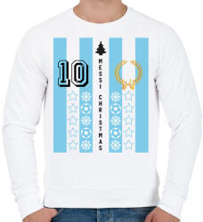 printfashion Messi Christmas - Férfi pulóver - Fehér (11278161)
