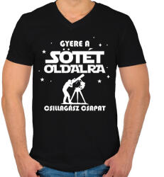 printfashion Gyere a Sötét oldalra - Férfi V-nyakú póló - Fekete (9728004)