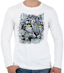 printfashion Hópárduc - sárga szemmel - Férfi hosszú ujjú póló - Fehér (13232482)