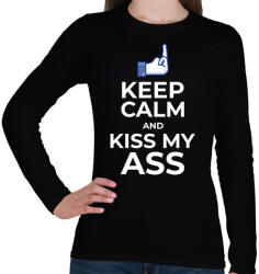 printfashion KISS MY ASS - Női hosszú ujjú póló - Fekete (10796863)