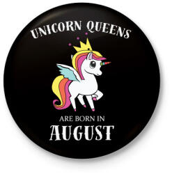 printfashion Unikornis királynők augusztusban születnek - Kitűző, hűtőmágnes - Fekete (3092343)