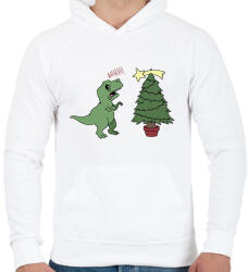 printfashion Karácsonyi Trex - Férfi kapucnis pulóver - Fehér (14880626)