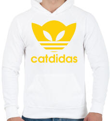 printfashion Catdidas - Férfi kapucnis pulóver - Fehér (985200)