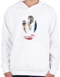 printfashion Watercolor Painted Feathers - Gyerek kapucnis pulóver - Fehér (1258466)