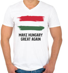 printfashion MAKE HUNGARY - Férfi V-nyakú póló - Fehér (10879131)