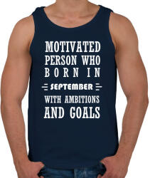printfashion Szeptemberi születésű motivált személy ambíciókkal és célokkal - Férfi atléta - Sötétkék (1412044)
