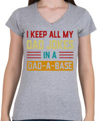 printfashion DAD-A-BASE - Női V-nyakú póló - Sport szürke (5112905)