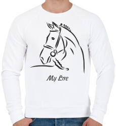 printfashion My life - Lovas minta2 - Férfi pulóver - Fehér (6325397)