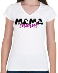 printfashion Mamasaurus - Női V-nyakú póló - Fehér (11678814)