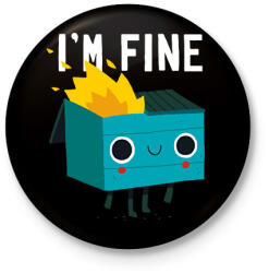 printfashion I'm fine - szemetes - Kitűző, hűtőmágnes - Fekete (15999908)
