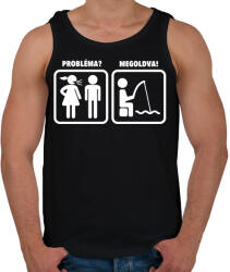 printfashion Horgászat - probléma megoldva - Férfi atléta - Fekete (1226015)