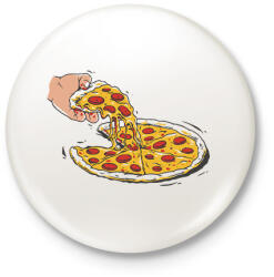 printfashion Pizza - Kitűző, hűtőmágnes - Fehér (14014633)
