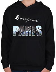 printfashion bonjour paris - Gyerek kapucnis pulóver - Fekete (2548849)