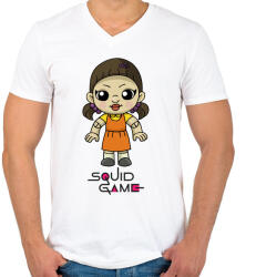 printfashion Squid Game Doll - Férfi V-nyakú póló - Fehér (5472720)