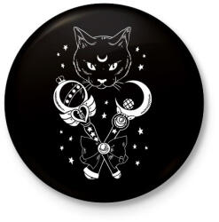 printfashion Magic Cat - Kitűző, hűtőmágnes - Fekete (5187870)
