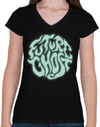 printfashion Future Ghost - Női V-nyakú póló - Fekete (14680958)