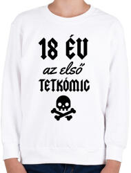 printfashion 18 év az első tetkómig - Gyerek pulóver - Fehér (2769618)