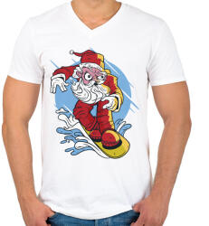 printfashion Mikulás - szörföző_Rajztábla 1 - Férfi V-nyakú póló - Fehér (5526429)