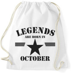 printfashion Legends are born in october - Sportzsák, Tornazsák - Fehér (5173229)