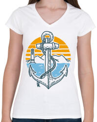 printfashion Tengerész lét - Női V-nyakú póló - Fehér (122034)