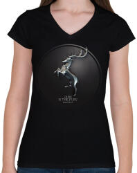 printfashion Trónok harca: Baratheon ház - Női V-nyakú póló - Fekete (315192)