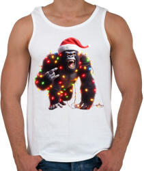 printfashion Vicces karácsonyi rocker party gorilla - Férfi atléta - Fehér (15250144)