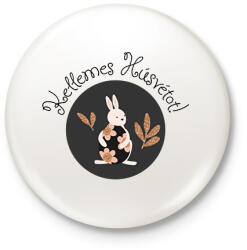 printfashion Kellemes Húsvétot - Aranyozott nyúllal - Kitűző, hűtőmágnes - Fehér (6335360)
