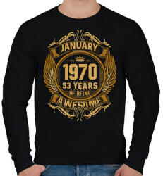 printfashion 1970 január 53 éves szülinap awesome - Férfi pulóver - Fekete (11623209)