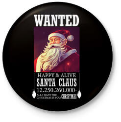 printfashion Wanted Santa Claus - Kitűző, hűtőmágnes - Fekete (14913752)