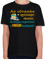 printfashion Az olvasás fontossága! - Gyerek póló - Fekete (4774195)