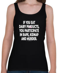 printfashion If you ear dary products. . . - vegán aktivista grafika #5 - Női atléta - Fekete (3907846)