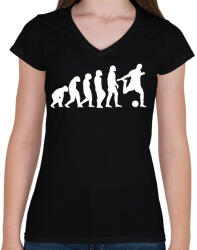 printfashion Foci Evolúció - Női V-nyakú póló - Fekete (2350481)