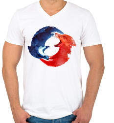 printfashion Ying Yang - Férfi V-nyakú póló - Fehér (243002)