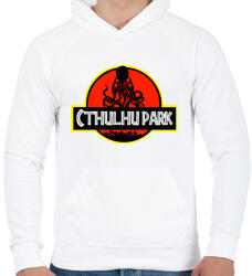 printfashion Cthulhu Park - Férfi kapucnis pulóver - Fehér (5005375)